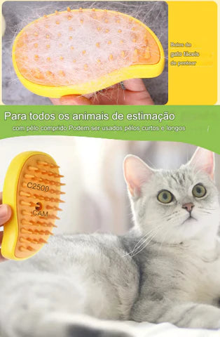 Escova elétrica a vapor para gatos 3 em 1